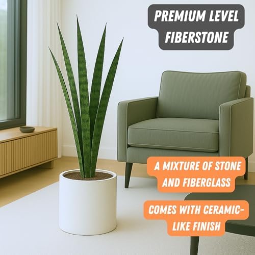 Fox & Fern Large Planter for Indoor or Outdoor, Matte White, 10 Inch - Image 2
