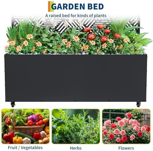GarveeLife Metal Planter Box with Trellis and Wheels 71"x47"x16" - Image 5