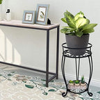 CASIMR 2-Pack Plant Stand, 2 Tier 19.2 inch Tall Metal Potted Holder Rack,Indoor Outdoor Multiple Flower Pot Shelf Rustproof Iron Garden Container for Garden Patio Living Room Corner Balcony, Black - Image 2