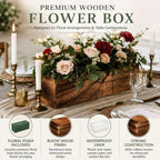 Dandat 5 Set Wood Rectangle Boxes 12x4 Inch Rustic Planter with Liner - Image 3