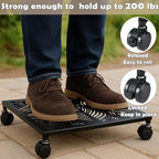 3-pack 12 Inches Square Metal Plant Caddy with Wheels Heavy Duty Large Rolling Plant Stand Indoor Outdoor Wheeled Planter Dolly Cart with Lockable Casters Flower Pot Mover Roller Base Trolley, Black - Image 4