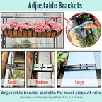LaLaGreen Railing Planters Box (36", 4 Pack) Black Metal Rectangular Window Flower Box with Coco Liner, Extra Large Wall Hanging Planter for Outdoor Plants Deck Rail Fence Bracket Balcony Porch Decor - Image 3
