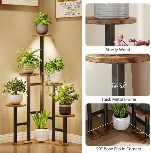 Corner Plant Stand Indoor with Grow Lights 6 Tiered Corner Plant Shelf - Image 5