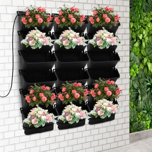 Self-Watering Wall-Mounted Planter, Vertical Garden Planter Set with 18 Pots, Stackable Plant Grow Pots with Electronic Timer for Growing Veggies, Fruits, Herbs, Flowers. - Image 3