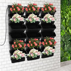 Self-Watering Wall-Mounted Planter Vertical Wall Planter with 18 Pots Wall Mounted Plastic Plant Grow Pots Vertical Living Green Wall Wall Garden for Home (Black) - Image 2