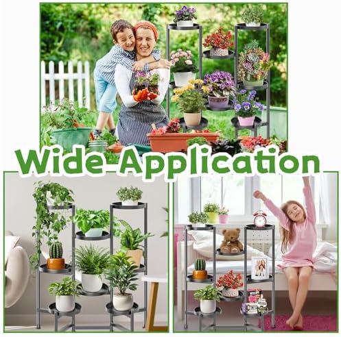 5 Tier Plant Stand Indoor Tall, Adjustable Black Plant Shelf for Multiple 8 Potted Flower Plants Holders, Corner Metal Flower Display Rack for Patio Garden Balcony Living Room Office (A) - Image 6