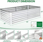 SEJOV 8x4x2FT Galvanized Raised Garden Bed Kit, Rectangular Raised Garden Planter Boxes, Metal Raised Flower Beds Outdoor with 478 Gallons Capacity, for Flowers Herbs Vegetable, Silver - Image 6