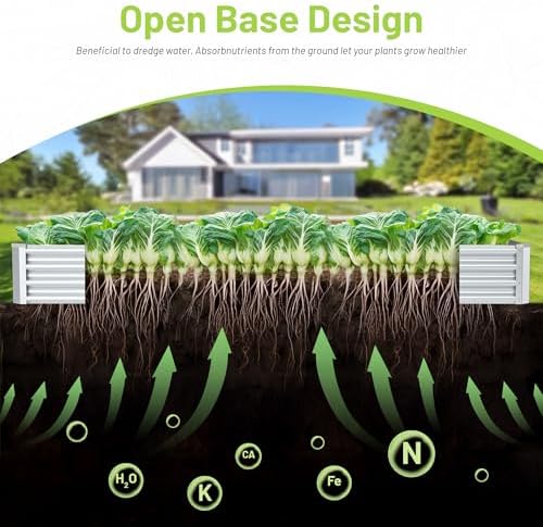 2PCS 8x4x1FT Galvanized Raised Garden Bed, Galvanized Planter Raised Garden Boxes Outdoor, Large Metal Raised Garden Beds for Vegetables-Silver - Image 2