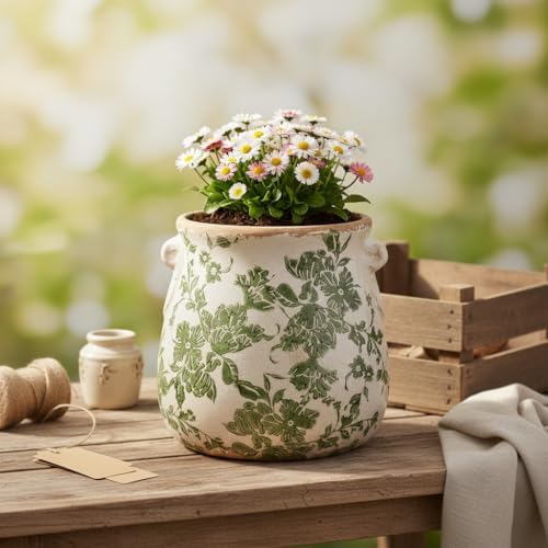 Ceramic Flower Vase, Cottagecore Vases & Planting Pots with Drainage - Image 2