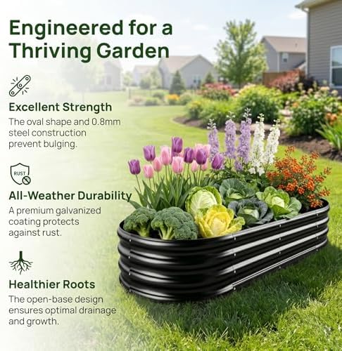Galvanized Raised Garden Bed, Metal Raised Garden Bed, Outdoor Raised Garden Beds, Raised Beds for Gardening, Planters for Vegetables, Flowers, Herbs (2) - Image 4