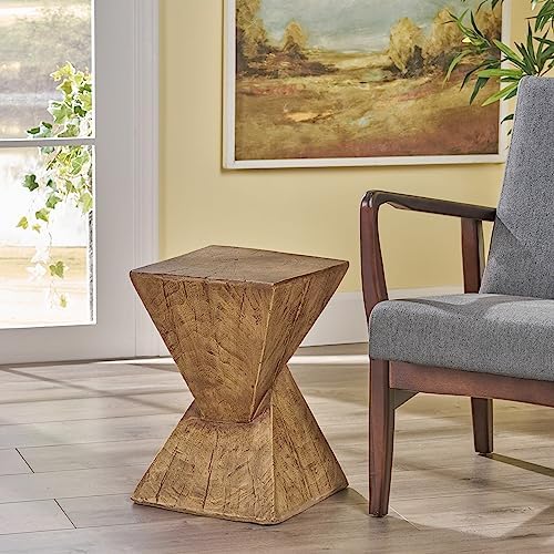 ø12.5'' Light Concrete Side Table End Table for Outdoor, Modern Retro Farmhouse Style, Magnesium Oxide Material & Hand Painted, No Assembly, Natural - Image 4