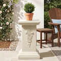 Virubi 22.24" H Ornate Gothic Pedestal Stand - Antique White MGO Plant Display Column, Weather-Resistant Indoor/Outdoor Decor Side Table, No Assembly Needed (Sand Style2) by Virubi