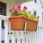 Window Box Brackets, Adjustable Planter Box Brackets, Heavy Duty Iron Flower Box Brackets for Railings, with Enhanced Bottom Support - Perfect for Balconies, Fences, and Gardens (White, 4 Pack) - Image 2