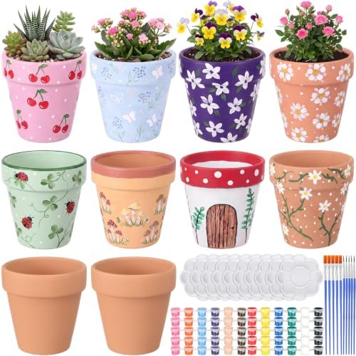 10 Set 3.15" Terracotta Pots to Paint Paint Your Own Planters by Ferrochef