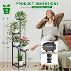 TOSKING Tall 5-Tier Square Plant Stand Indoor Outdoor, Anti-Tip, Black - Image 3
