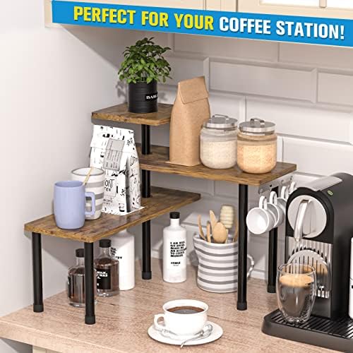 JayRex Kitchen Countertop Organizer 3-Tier Corner Shelf, Rustic Brown - Image 3