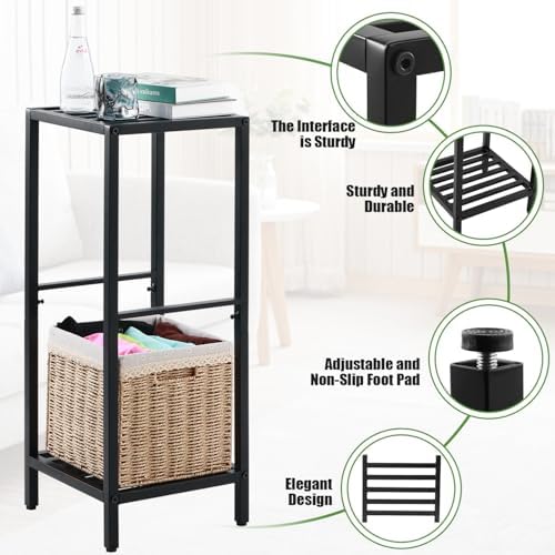 Party Zealot 2 Packs of 2-Tier Tall Metal Square Plant Stand 31” Heavy-Duty Modern Flower Pot Rack for Indoor Living Room, Corner Side Table for Outdoor Patio, Garden Planter Holder, Black - Image 4