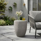 ø14.25'' Concrete Side Table End Table for Outdoor & Living Room, Modern Retro Round Circle Drum Style, Durable and Lightweight, Cement Material, No Assembly, Gray - Image 3