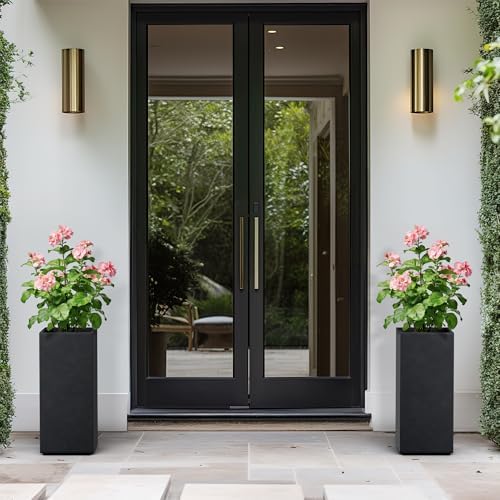 Kante Small Column Square Black Concrete Planter 19.9" H, Outdoor - Image 6
