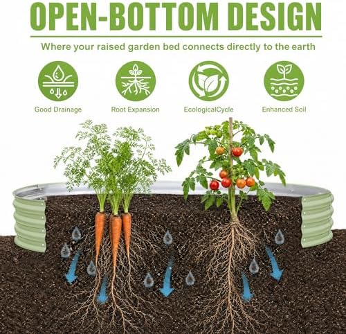 Galvanized Raised Garden Bed, Outdoor Planter Box for Gardening Metal Oval Raised Bed for Vegetables Flowers Herb & Fruit Easy Assembly Patio Kit for Planting Plants-Lime GREEN-6XSX1FT-2PCS - Image 3
