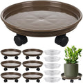 Circloophs 7 Packs Plastic Rolling Plant Caddy with Casters Heavy Duty 12 inches Plant Dolly with Wheels for Moving Heavy Plant Pot Saucers Inddor and Outdoor, Coffee Brown by Circloophs