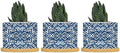 Lacefield Print Geometric Blue Ceramic Planters Chinoiserie Grandmillenial Trail Planters for Outdoor Plants with Drainage Holes and Saucers Pot for Home Office Desk Garden by BRUYU5SE