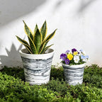 8 Inch Marble Resin Plant Pot with Drainage Hole cone Decor Flower Planter - Image 3