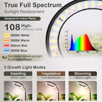 LBW Grow Light with Stand for Indoor Plants, 8" Halo Full Spectrum Grow Light, Adjustable Height up to 68", Auto Cycle Timer (4/8/12H), 6-Level Dimmable, Plant Light for Indoor Growing - Image 4