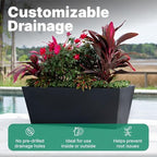 Step2 Tremont Trough Planter 2-Pack, Large Resin Planters for Outdoor Plants, Self-Watering, Black - Image 6