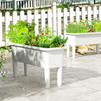 Giantex Raised Garden Beds Outdoor Set of 2, Self-Watering Planter Box with Detachable Legs & Drainage Hole, Outdoor Raised Container for Vegetable Fruit Herbs, 31.5”Lx12”Wx16”H, Easy Assembly (White) - Image 3