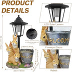 Outdoor Rabbit Garden Statues with Solar Lantern Flowerpot- Bunny Figurine Rabbit Decor for Home Lawn,Balcony Yard Art Garden Patio Decor,Unique Housewarming Birthday Gifts for Women Mom - Image 2