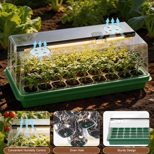 Seed Starter Tray with Grow Light, Seed Starter Kit Full Spectrum with 5 Dimmable Brightness & Timer, Indoor Plant Grow Tray for Beginners & Seasoned Gardeners, Gardening Gifts (Green, 144 Cells) - Image 6