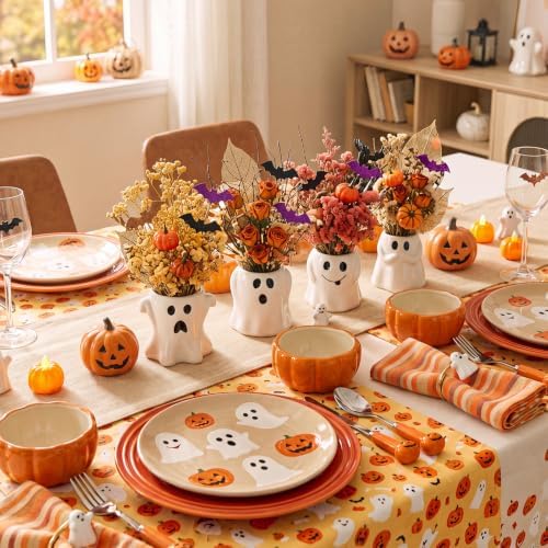 DoubleFill 4 Pcs Halloween Ceramic Ghost Planter - Image 5