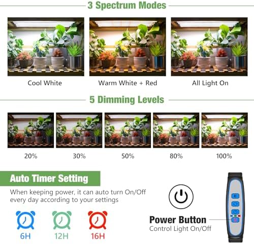 Kullsinss 16in Grow Light Strips, 4-Bar 240 LEDs Full Spectrum Plant Light - Image 4