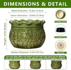 Ceramic Flower Pots, 12 Inch Planter with Drainage, Crack Green - Image 2