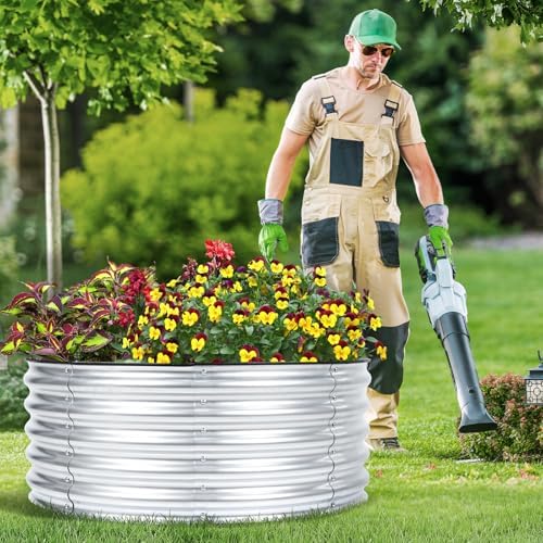 Aoodor 17" Tall 42" Metal Raised Garden Bed, Silver - Image 3