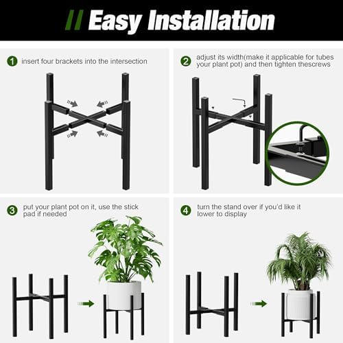 Urban Deco 2PK Adjustable Metal Plant Stand, Fits 8-14 Inch Pots, Black - Image 6