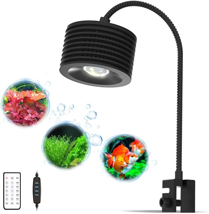 Lominie LED Aquarium Light, Planted Tank Light 4 Channels Remote Control 6500K Aquarium LED Lamp for Freshwater Fish Tank Refugium with Gooseneck (A20 Freshwater) by Lominie