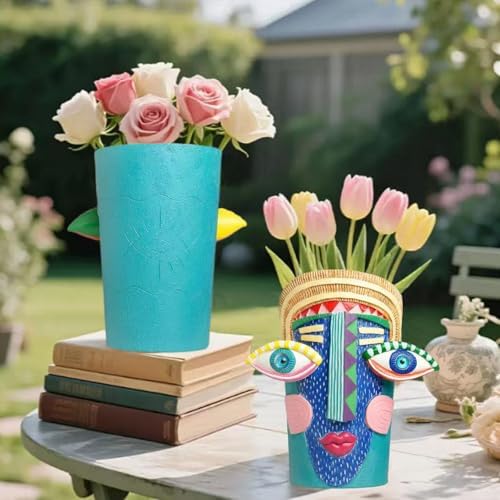 Picasso Abstract Face Planter Pots Colorful Funky Flower Pots Unique Head Planter with Drainage Handcrafted Resin Vases for Indoor ＆ Outdoor Plants Home Decor - Image 5