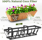 VOXOR Railing Planter Boxes, Heavy Duty Window Box Planters, Adjustable Balcony Planters for Railing Hanging, with Coco Liner for Deck, Porch, and Patio Gardening (3 Pack, 30 Inch) - Image 2