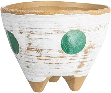 Creative Co-Op Boho Stoneware Footed Planter with Painted Geometric Design, Multicolor - Image 4