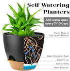 Large Self Watering Planters Plant Pots Outdoor 9/10/12 Inch for All House Plants Black Plastic Flower Pots with Drainage Hole Flower Pots for Indoor Plants Gift Idea for Home Decor - Image 3