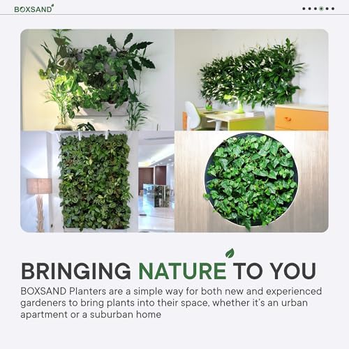 BOXSAND-6 (12"x26") Vertical Wall Planter – Living Wall for 6 Plants, Indoor/Outdoor Hanging Vertical Garden, Easy 2-Screw Install (White with Round Pots) - Image 5