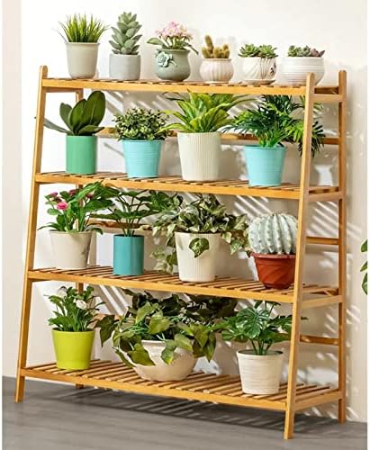 4 Tier Bamboo Plant Stand, Ladder Shelf Corner Flower Pots Holder for Indoor & Outdoor,Multiple Plant Display Rack for Balcony Garden Living Room (Size : 100x36x110cm) - Image 5