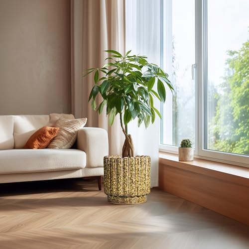 Ceramicfor Ceramic Plant Pots - 12 Inch Planter with Drainage Hole, Large Ceramic Flower Pots for Indoor Plants, Round Planter Outdoor, Living Room Decor, Gifts for Plant Lovers, Yellow - Image 6