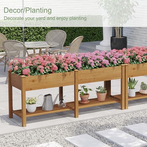 GHWIE Raised Garden Bed with Shelf,Elevated Wooden Planter Box with Legs,Garden Planter for Backyard, Patio, Balcony - Image 3