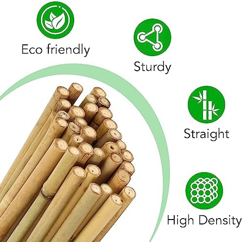 SWANGSA 40 Pack Bamboo Stakes for Plant 3 Feet,Bamboo Sticks Plant Support Garden Stakes Poles with 200pcs Twist Ties for Tomatoes, Beans, Flowers, Potted Plants, Indoor and Outdoor Climbing Plants - Image 2