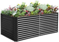Land Guard 8x4x3ft Rectangular Galvanized Raised Garden Beds, Large-Capacity Metal Planter Box Outdoor, Durable Deep Raised Garden Bed 3ft Tall, Raised Beds for Gardening Vegetables, Modern Gray by LandGuard