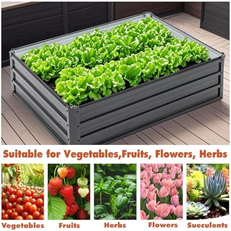 Anwick Galvanized Raised Garden Bed 4x3x1 FT, Metal Planters Box Outdoor, Rectangular Deep Root Garden Beds for Plants Vegetables Flowers - Image 7