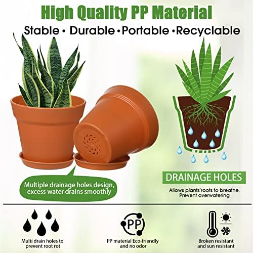 Mumufy Terracotta 54 Pack 4 Inch Plant Pots Bulk Plastic with Drainage, - Image 3
